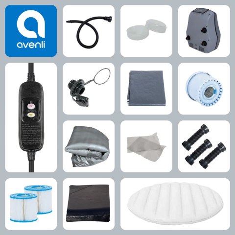 Spa ogrodowe, basen pompowany, hydromasaż AVENLI NICE 6 osobowe 204x70 silver