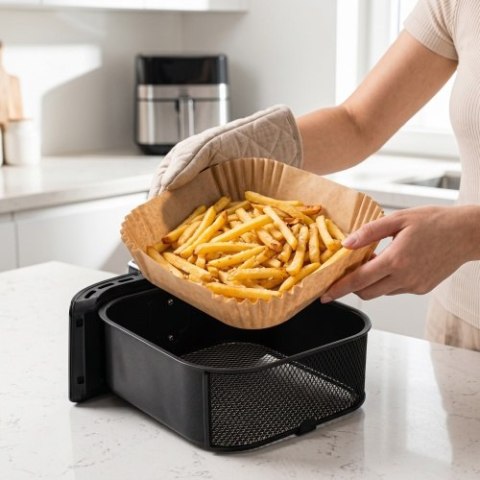Adler Papierowe wkłady do frytkownicy - 16 cm| 100 szt. | Do 240°C | Biodegradowalne