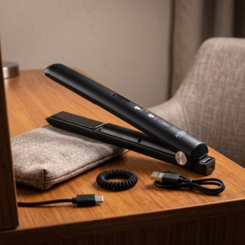 Adler Prostownica Bezprzewodowa Podróżna USB-C, Ceramiczne Płytki 22 x 90 mm, 3 Temperatury 160/190/220°C, LED, Etui