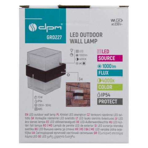 Kinkiet zewnętrzny LED, 10 W, 1000 lm, 4000 K, IP54, czarny