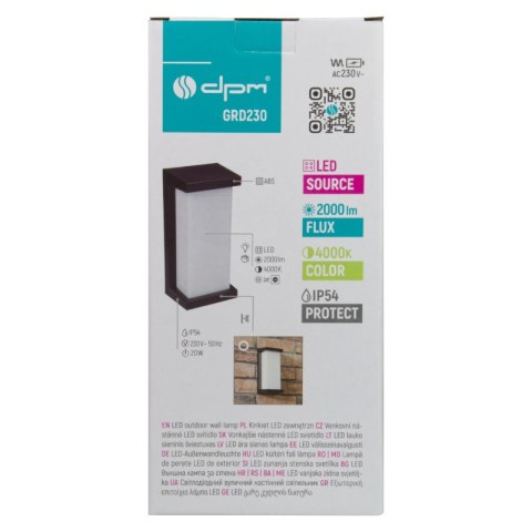Kinkiet zewnętrzny LED, 18 W, 1800 lm, 4000 K, IP54, czarny