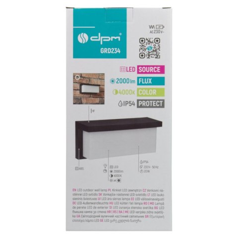 Kinkiet zewnętrzny LED, 18 W, 1800 lm, 4000 K, IP54, czarny