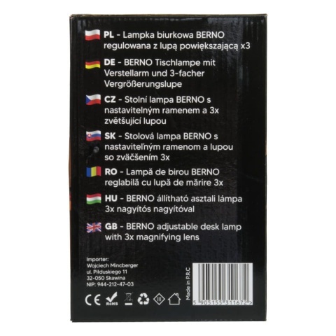 Lampka biurkowa LED z lupą USB, 8 W, 450 lm, 3000-6000 K, biała DPM