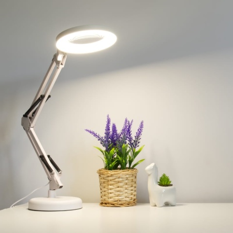 Lampka biurkowa LED z lupą USB, 8 W, 450 lm, 3000-6000 K, biała DPM