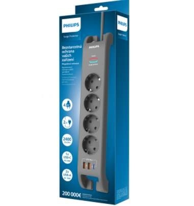 Listwa przeciwprzepięciowa 4 gniazda z USB Philips SPN4140GA/60