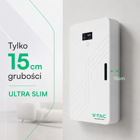 Magazyn bank energii V-TAC biały 15cm ultra slim 14.33Wh 280Ah/51.2V 140A LFP BMS VT-14033