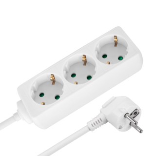 Przedłużacz 3 gniazda 2m typu niemieckiego bez przełącznika (3x1,5mm) Rebel biały