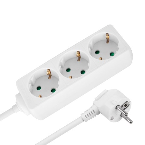 Przedłużacz 3 gniazda 2m typu niemieckiego bez przełącznika (3x1,5mm) Rebel biały