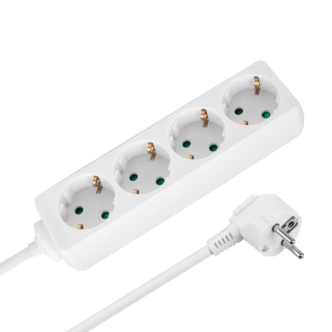 Przedłużacz 4 gniazda 2m typu niemieckiego bez przełącznika (3x1,5mm) Rebel biały