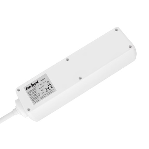 Przedłużacz 4 gniazda 2m typu niemieckiego bez przełącznika (3x1,5mm) Rebel biały