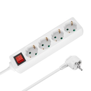 Przedłużacz 4 gniazda 5m typu niemieckiego z przełącznikiem (3x1,5mm) Rebel biały