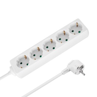 Przedłużacz 5 gniazd 2m typu niemieckiego bez przełącznika (3x1,5mm) Rebel biały