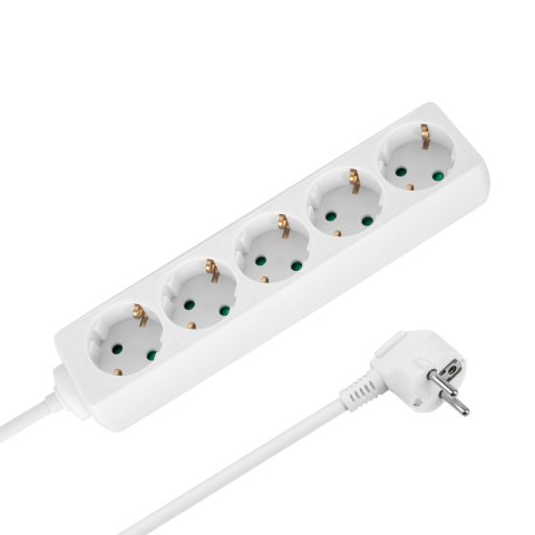 Przedłużacz 5 gniazd 2m typu niemieckiego bez przełącznika (3x1,5mm) Rebel biały