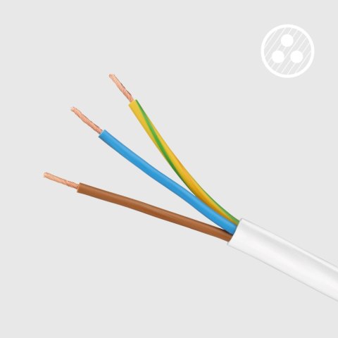 Przedłużacz 5 gniazd 2m typu niemieckiego bez przełącznika (3x1,5mm) Rebel biały