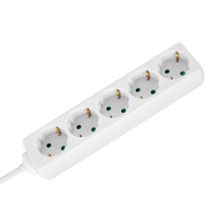 Przedłużacz 5 gniazd 3m typu niemieckiego bez przełącznika (3x1,5mm) Rebel biały