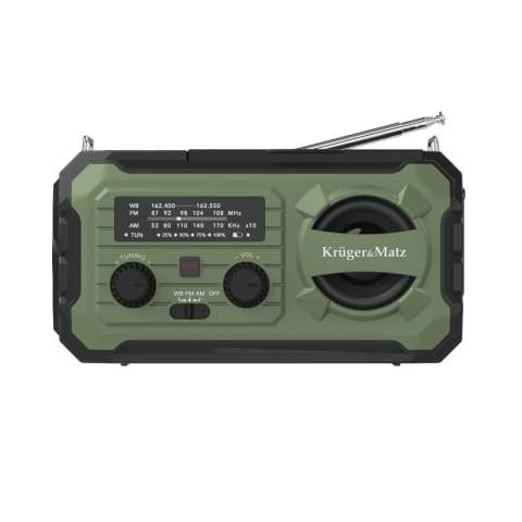 Radio solarne, przenośne radio awaryjne SOS, powerbank 10000mAh, latarka, dynamo, Kruger&Matz