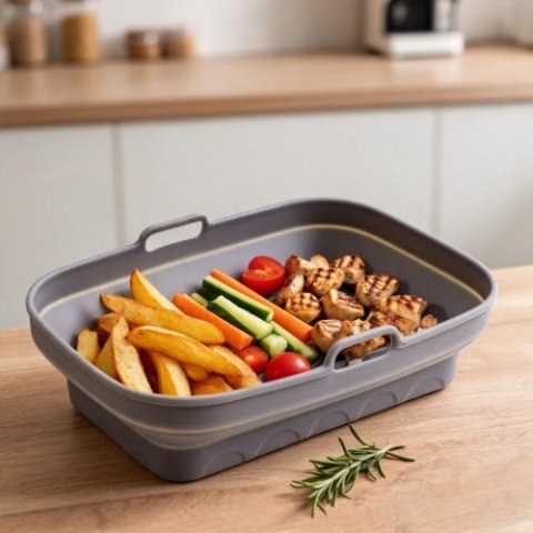 Adler Tacka silikonowa do frytkownicy powietrznej | 19,8 cm x 13,1 cm | Wielokrotnego użytku | Silikon spożywczy BPA Free