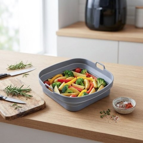 Adler Tacka silikonowa do frytkownicy powietrznej | Kwadratowa | 19,7 cm | Wielokrotnego użytku | Silikon spożywczy BPA Free