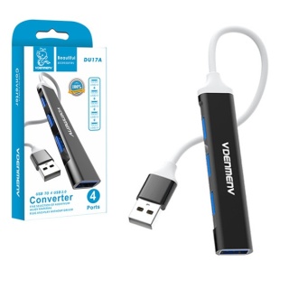 Denmen Hub USB 4XUSB Czarny Aluminium DU17