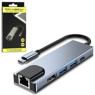 HUB USB TYP-C HDMI + TYP-C + RJ-45 Karta sieciowa