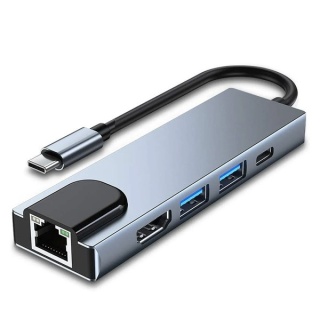 HUB USB TYP-C HDMI + TYP-C + RJ-45 Karta sieciowa