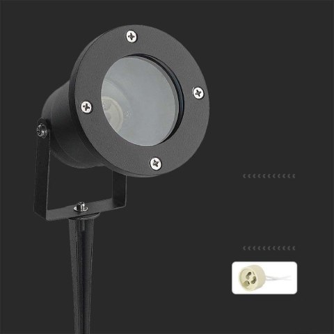 Oprawa Gruntowa Ogrodowa Wbijana Aluminium GU10 Czarna IP65 V-TAC VT-7701