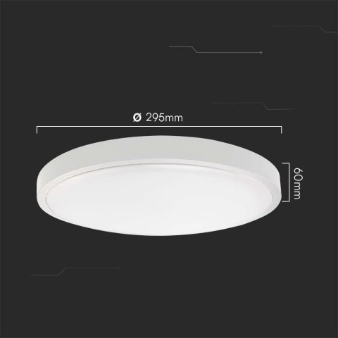 Oprawa sufitowa plafoniera V-TAC 24W LED SAMSUNG CHIP okrągły 29cm natynkowy IP44 biały VT-8624 3000K 2500lm 5 lat gwarancji
