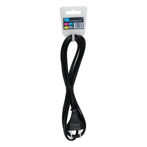 Przewód elektryczny z wtyczką płaską, czarny, 3 m