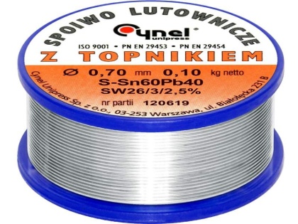 Spoiwo lutownicze z topnikiem, cyna, tinol 0,7mm 100g