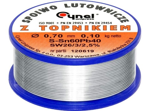 Spoiwo lutownicze z topnikiem, cyna, tinol 0,7mm 100g