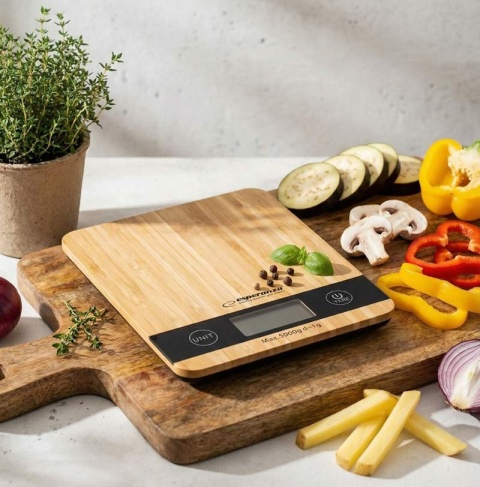 Waga kuchenna bambusowa precyzyjna 1g do 5kg tara LCD Esperanza BAMBOO