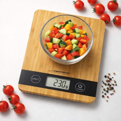Waga kuchenna bambusowa precyzyjna 1g do 5kg tara LCD Esperanza BAMBOO