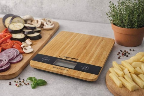 Waga kuchenna bambusowa precyzyjna 1g do 5kg tara LCD Esperanza BAMBOO
