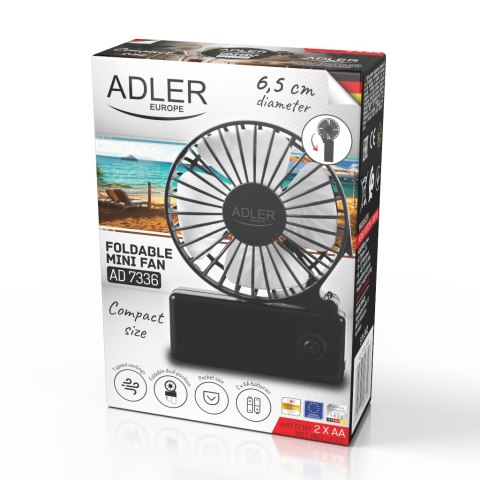 Adler Wentylator przenośny | Składana rączka | Na baterie AA