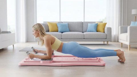 Domowy zestaw do pilates, wielofunkcyjny przyrząd do ćwiczeń fitness 9 w 1, kolor różowy