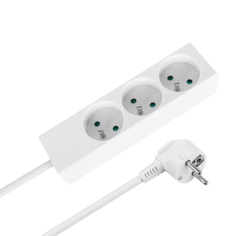 Przedłużacz 3 gniazda 2m typu francuskiego bez przełącznika (3x1,5mm) Rebel biały