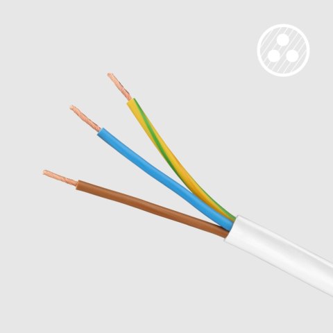 Przedłużacz 3 gniazda 2m typu francuskiego bez przełącznika (3x1,5mm) Rebel biały