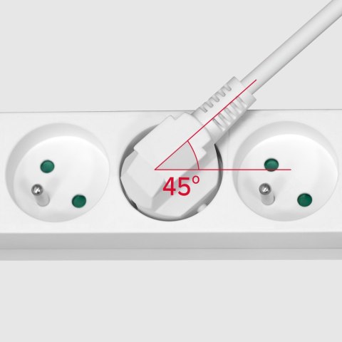 Przedłużacz 3 gniazda 2m typu francuskiego bez przełącznika (3x1,5mm) Rebel biały