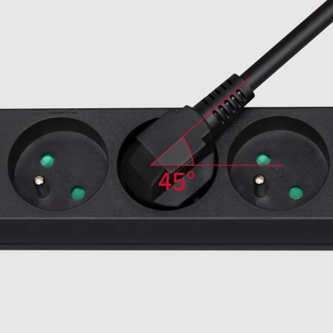Przedłużacz 5 gniazd 3m typu francuskiego bez przełącznika (3x1,5mm) Rebel czarny