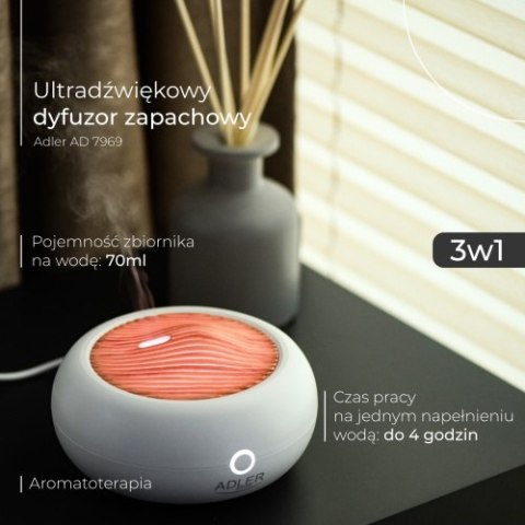 Adler Ultradźwiękowy dyfuzor zapachowy USB 3w1