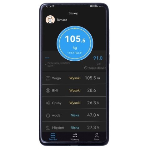 Adler Waga łazienkowa analityczna - Smart - aplikacja FitGo