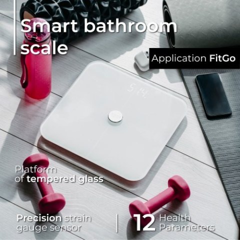 Adler Waga łazienkowa analityczna - Smart - aplikacja FitGo