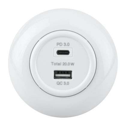 Electromalt EX.one pojdyncze Gniazdo 2 x USB, A + C 3 A białe Loft