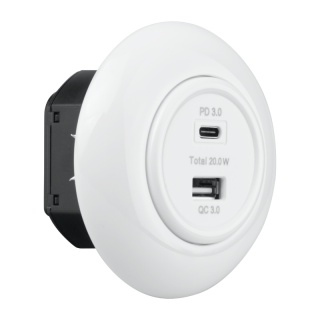 Electromalt EX.one pojdyncze Gniazdo 2 x USB, A + C 3 A białe Loft