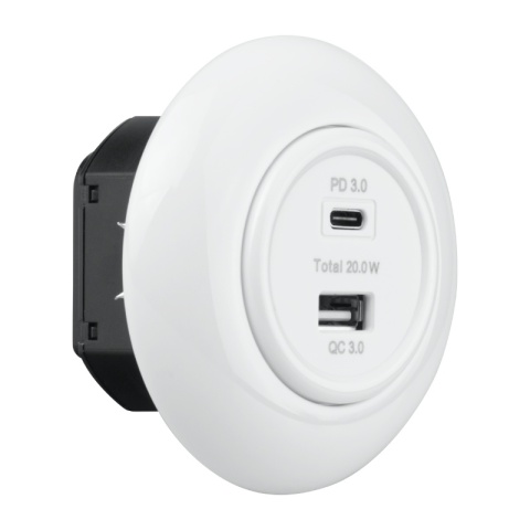 Electromalt EX.one pojdyncze Gniazdo 2 x USB, A + C 3 A białe Loft