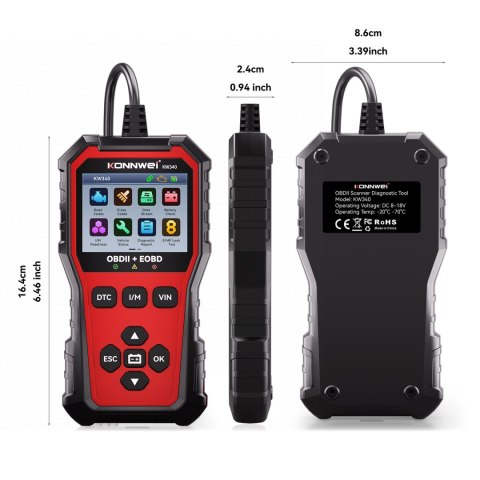 Miernik diagnostyczny, skaner OBD2 Konnwei KW340