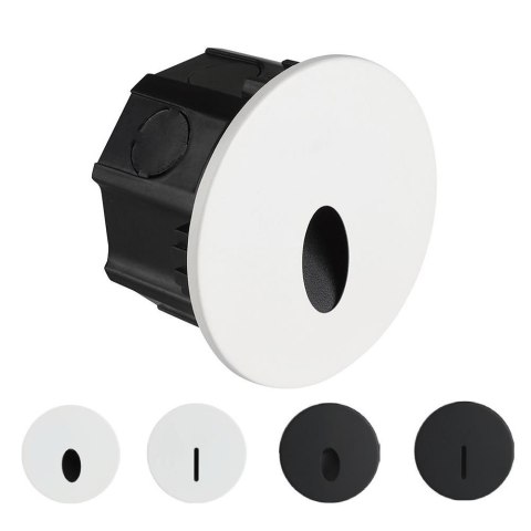 Oprawa schodowa wymienne fronty 3W LED V-TAC biała / czarna okrągła 230V IP65 3w1 CCT VT-10184 3000K-4200K-6400K 170lm 3 lata gw