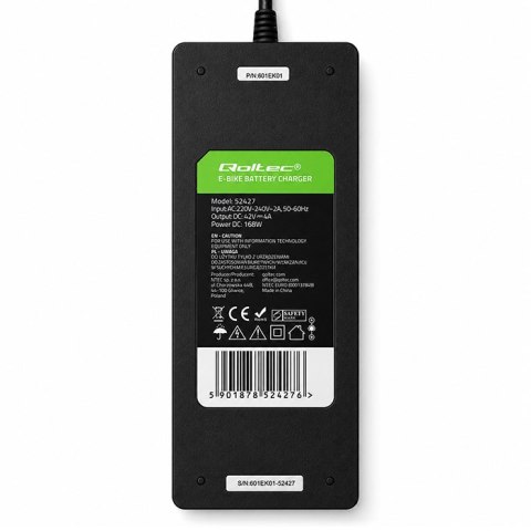 Qoltec Szybka Ładowarka do roweru skutera elektrycznego 36V | 42V | 4A |wtyczka Bosch + kabel zasilający