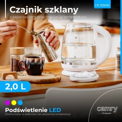 Camry Czajnik szklany 2,0 L z zaparzaczem oraz regulacją temp.| 60-100°C |