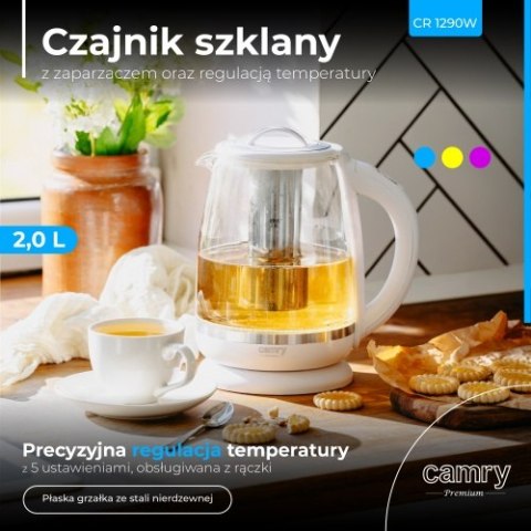 Camry Czajnik szklany 2,0 L z zaparzaczem oraz regulacją temp.| 60-100°C |